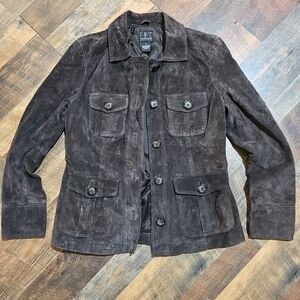 I.N.C International concepts petite small womens dark brown leather jacket